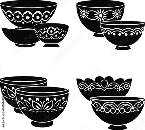 Decorative Bowls silhouette vector