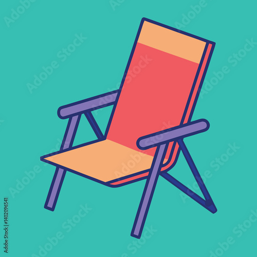 Lawn-chair-illustration-whit-solid-colour-outline 