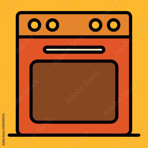 Oven-illustration-whit-solid-colour-outline 
