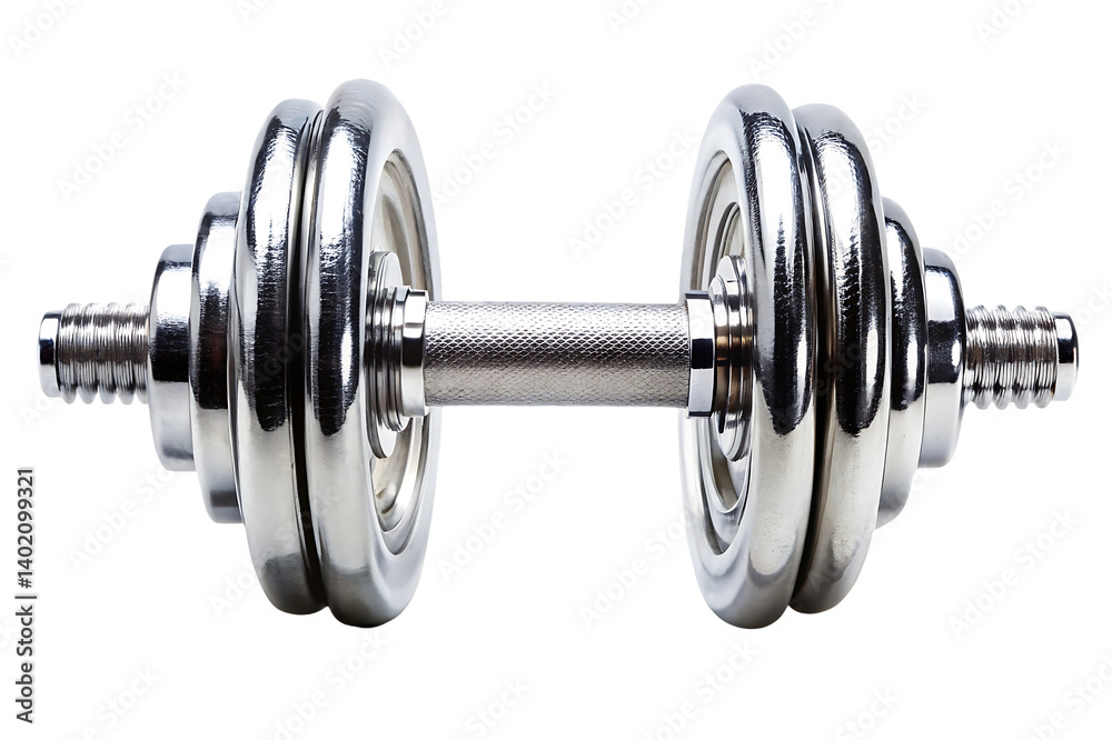 Naklejka premium Black dumbbell isolated on white background for fitness and strength training . Dumbell illustration on white