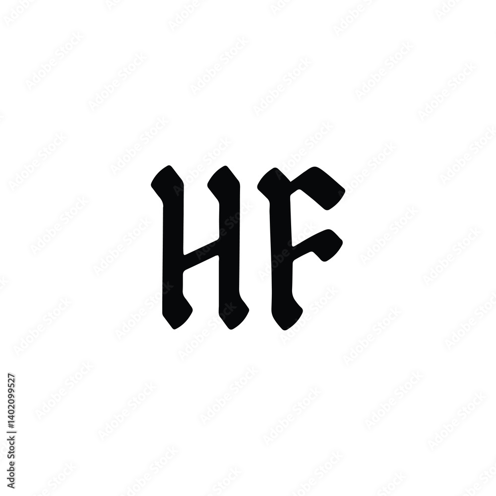 HF monogram logo design letter text name symbol monochrome logotype alphabet character simple logo