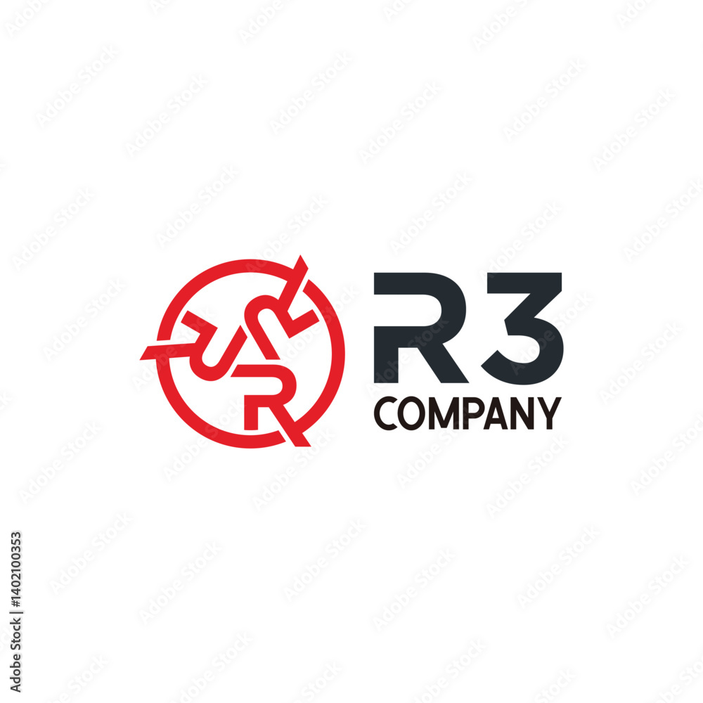 letter R3 concept logo design vector template