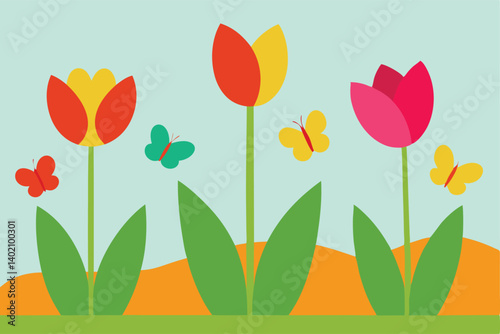 vector illustration of tulips