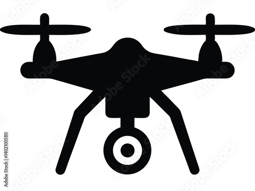 Simple vector icon a drone. Civilian aerial drone flat icon. drone icon black design. 