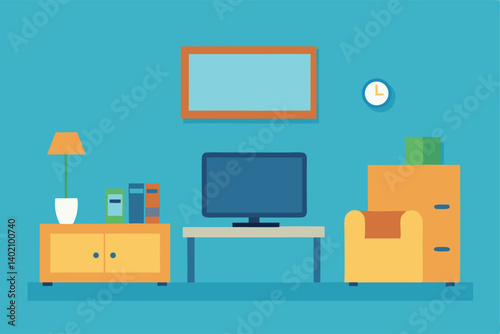 vector illustration of living room with tv