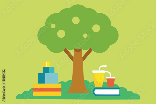 vector illustration of a tree in a pot