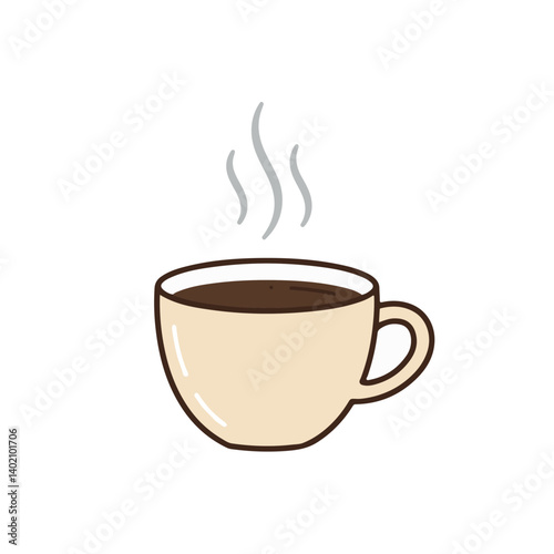 Vector illustration of cup of coffee with vapors on white background