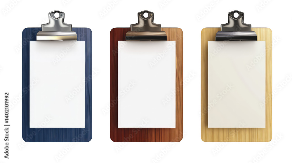 Set of wooden clipboard with a blank white isolated on transparent background Set of wooden clipboard with a blank white isolated on transparent background