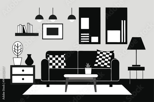 living room interior with furniture