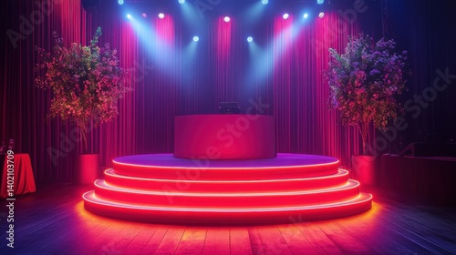 High-end podium with glowing surfaces, designed to stand out in any prestigious event