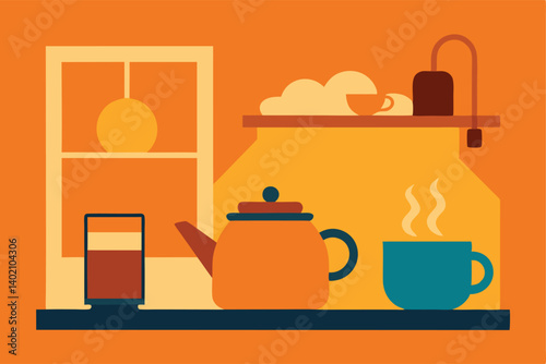 coffee cup and teapot