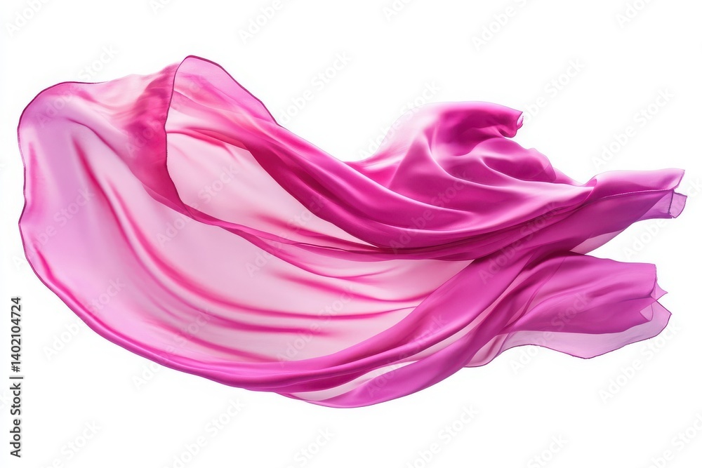 Flowing pink fabric on white backdrop isolated on white background Flowing pink fabric on white backdrop isolated on white background