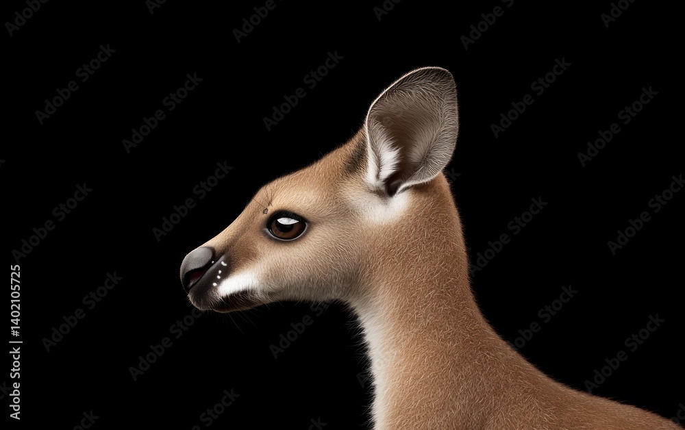 Obraz premium Light Brown Deer Profile on Black