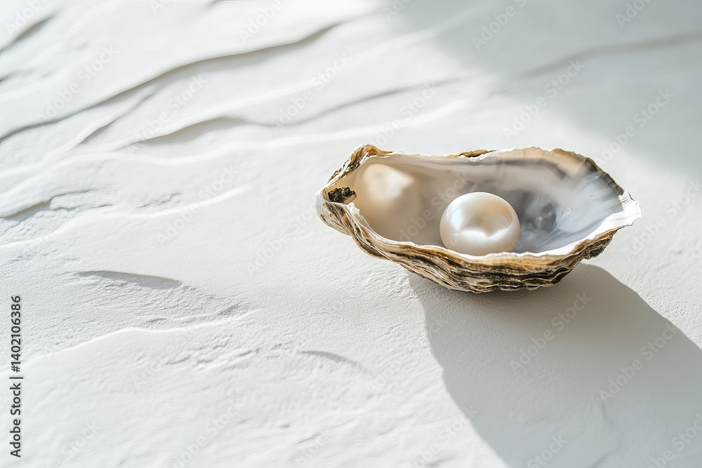 Naklejka premium Elegant pearl nestled in soft warm sand