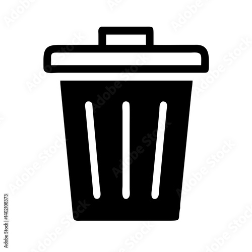 Trash Can Icon: A simple yet essential icon representing a trash can, perfect for user interfaces, web designs, and mobile apps.