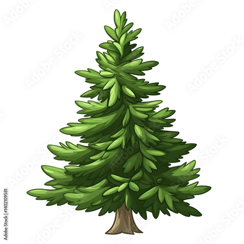 Lush green evergreen tree stands tall nature beauty serene forest