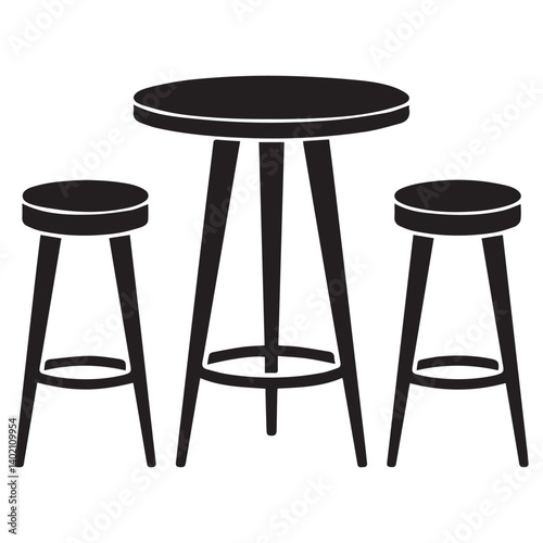 Wooden furniture set illustration with table and chairs design