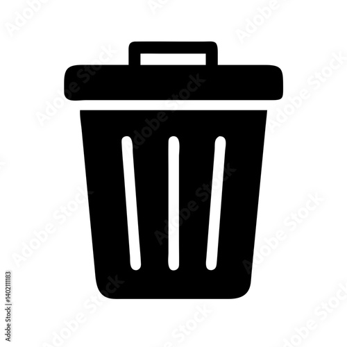Trash Can Icon: A simple yet powerful symbol of disposal and waste management, this clean and minimalist trash can icon conveys the need for recycling and responsible waste disposal.  