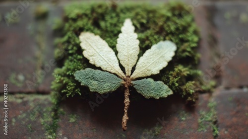 Mossy Wall with Unique Leaf Pattern  Nature Art  Forestpunk Aesthetic photo