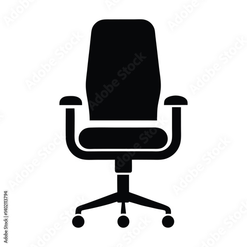 create an image of a simple black icon of an office chair