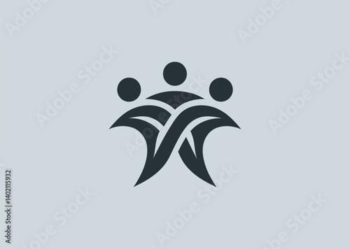 Simple geometric people logo with clean symmetry
