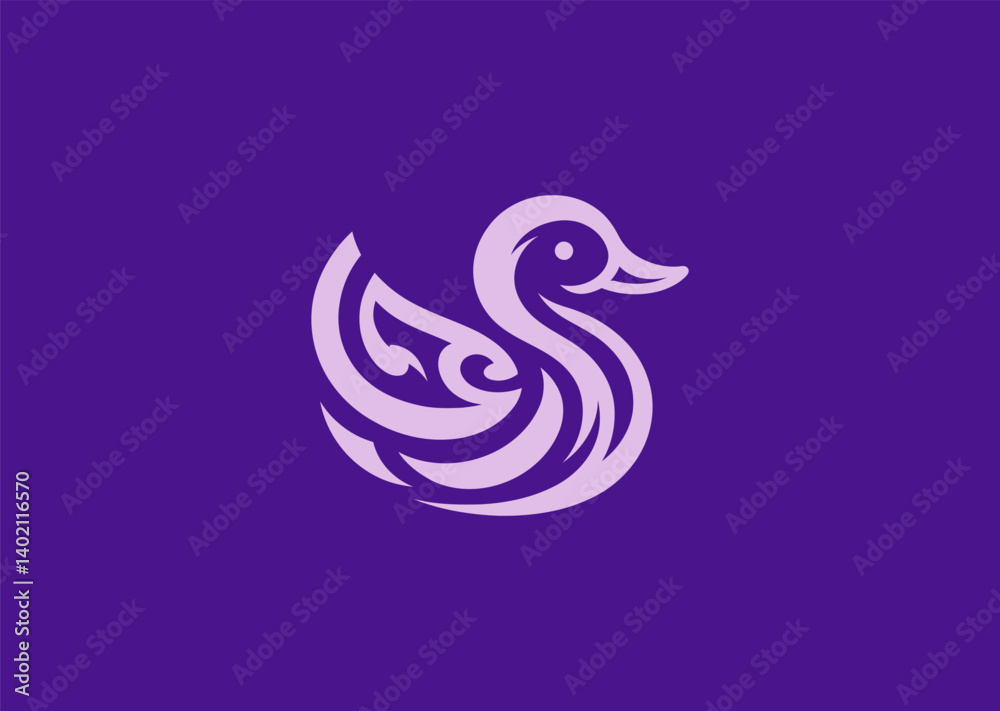 Fototapeta premium Simple tribal duck logo with bold cultural touch