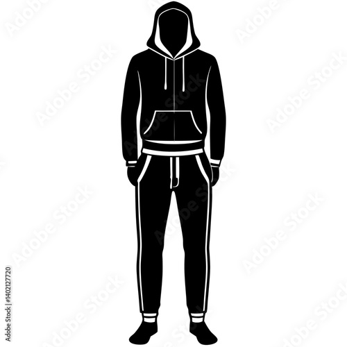 Vector silhouette of a hoodie and joggers