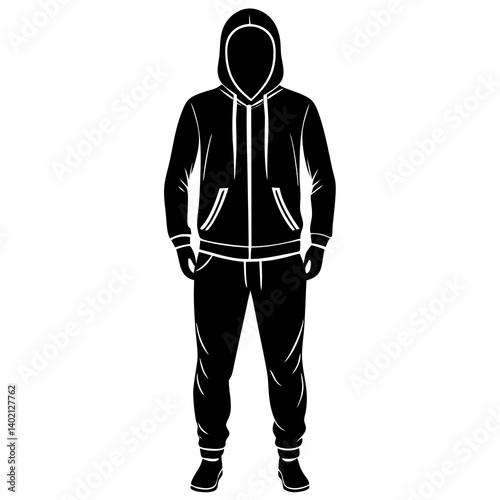 Vector silhouette of a hoodie and joggers