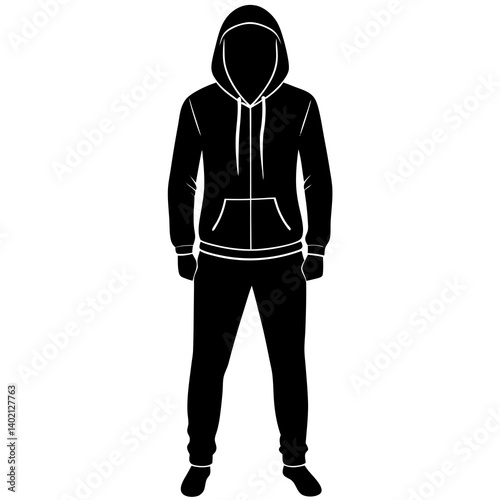 Vector silhouette of a hoodie and joggers