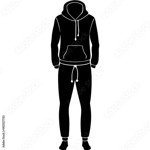 Vector silhouette of a hoodie and joggers