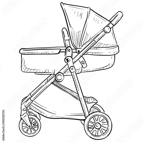 baby stroller handdrawn illustration