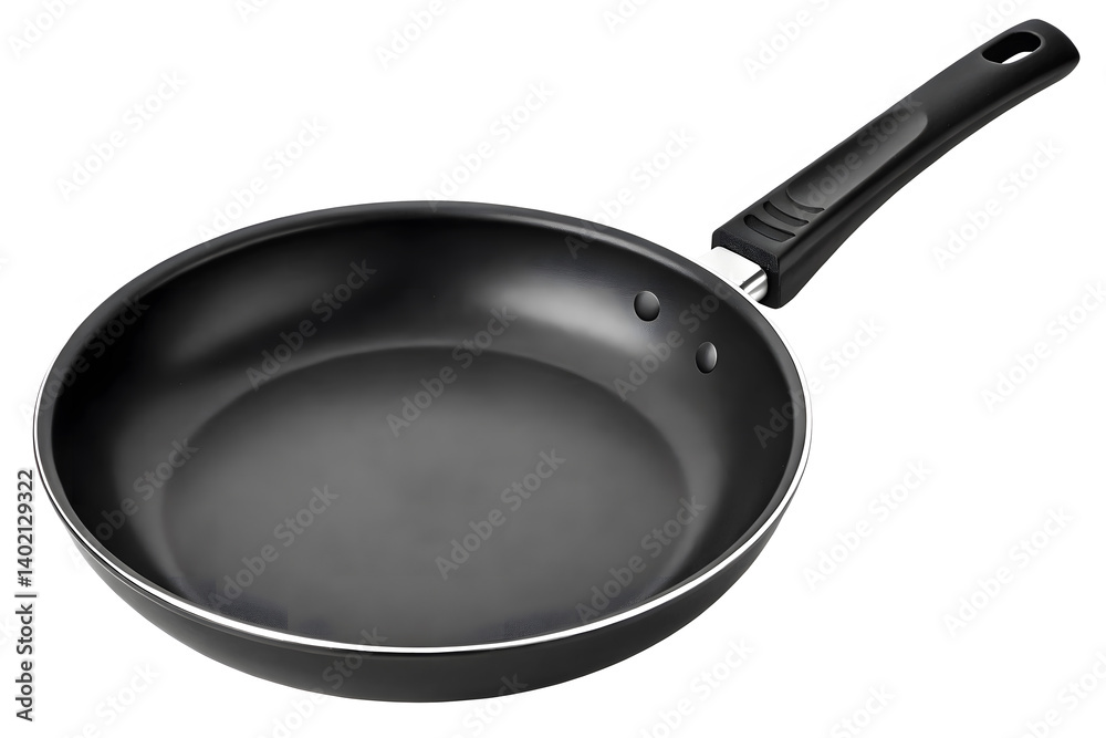 Black Nonstick Frying Pan on White Background Black Nonstick Frying Pan on White Background