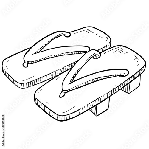 japanese geta slippers handdrawn illustration