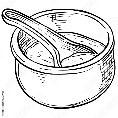 Korean soup handdrawn illustration