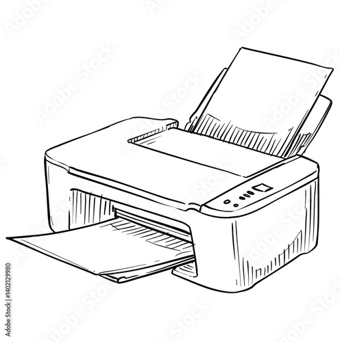 printer handdrawn illustration