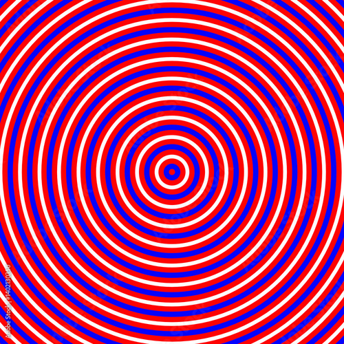Surreal Red, Blue and White Striped Pattern Shaped as Circle Background