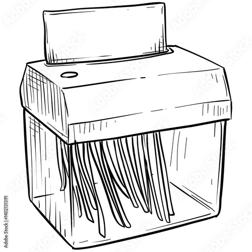 paper shredder handdrawn illustration