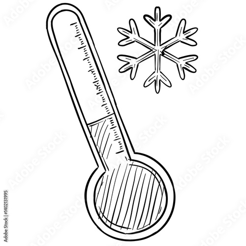 thermometer cold handdrawn illustration