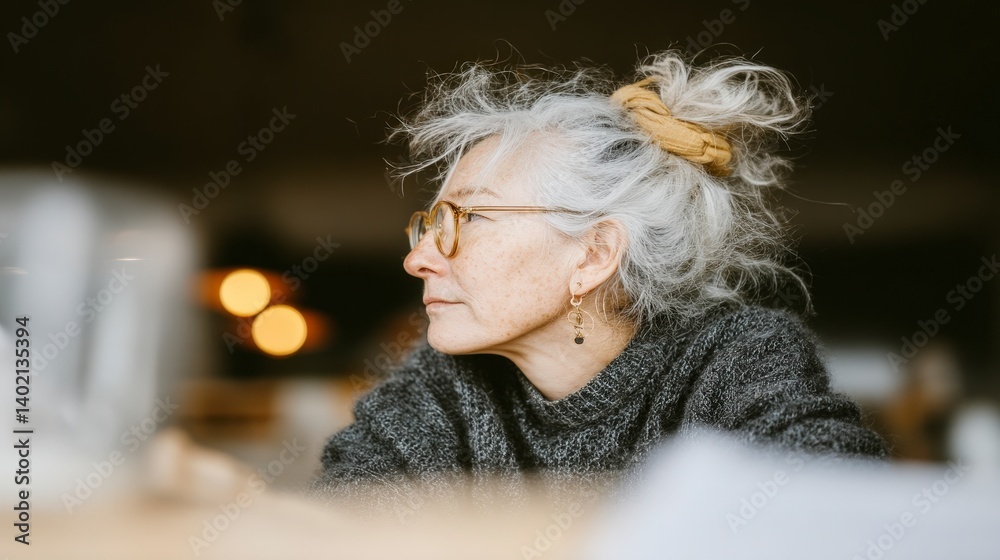 Thoughtful Senior Woman Reading Documents at Home Thoughtful Senior Woman Reading Documents at Home
