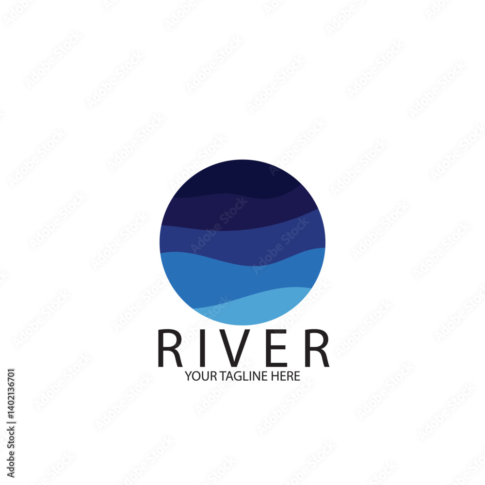 isolated blue river logo and vector template isolated blue river logo and vector template
