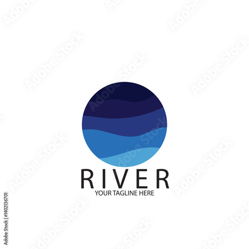 Free Download isolated blue river logo and vector template - GFXLoad