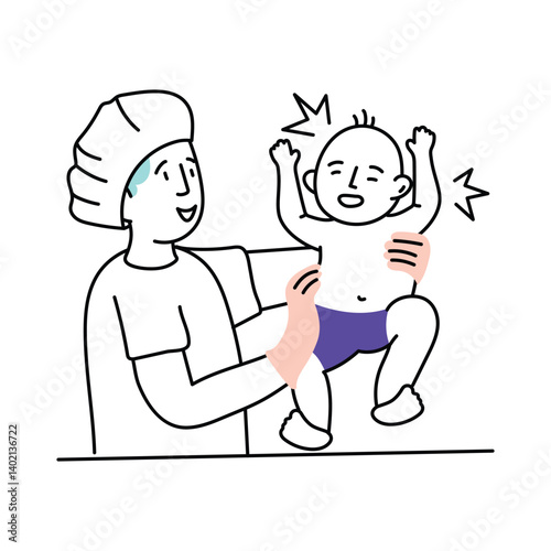 Newborn Cry  vector colored minimal illustration. EPS 10 file