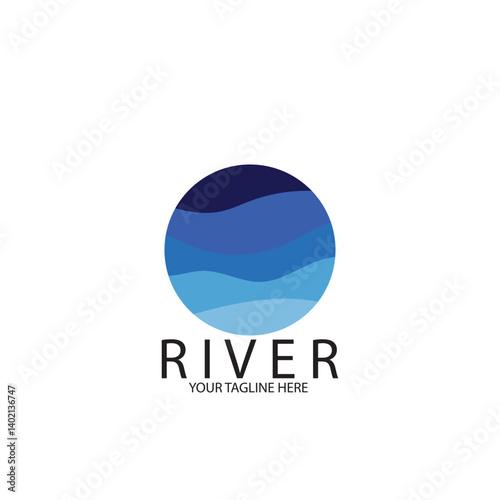 isolated blue river logo and vector template
