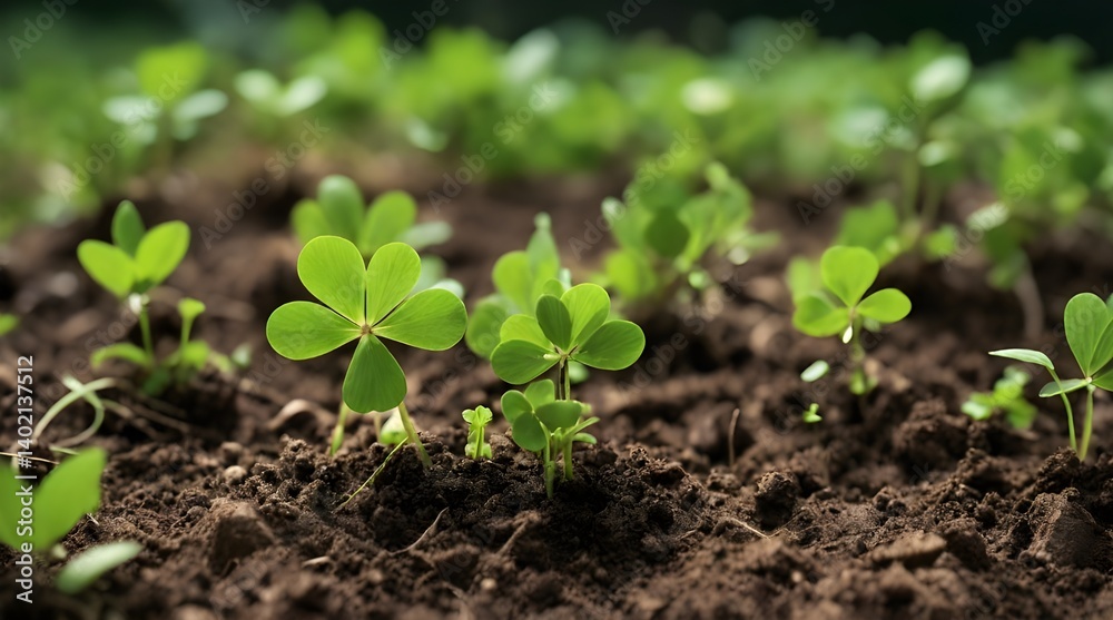 Closeup View of Green Clover Plants.generative.ai Closeup View of Green Clover Plants.generative.ai