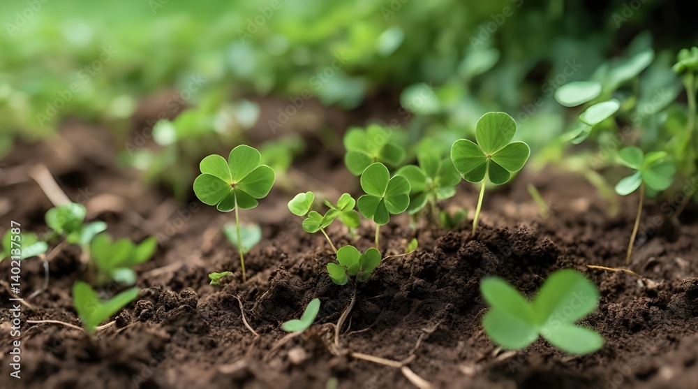 Closeup View of Green Clover Plants.generative.ai Closeup View of Green Clover Plants.generative.ai