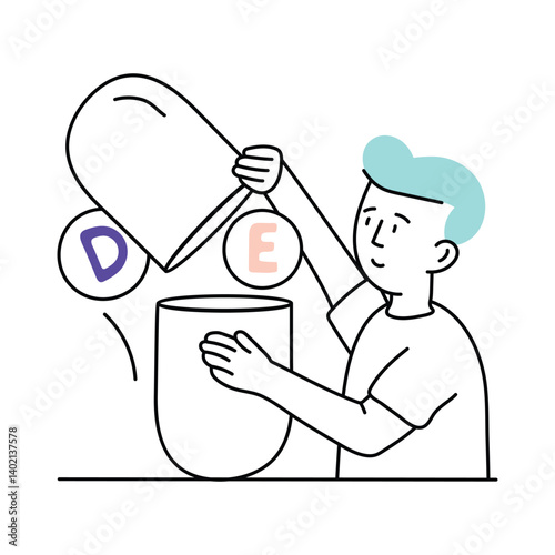 Vitamins vector colored minimal illustration. EPS 10 file