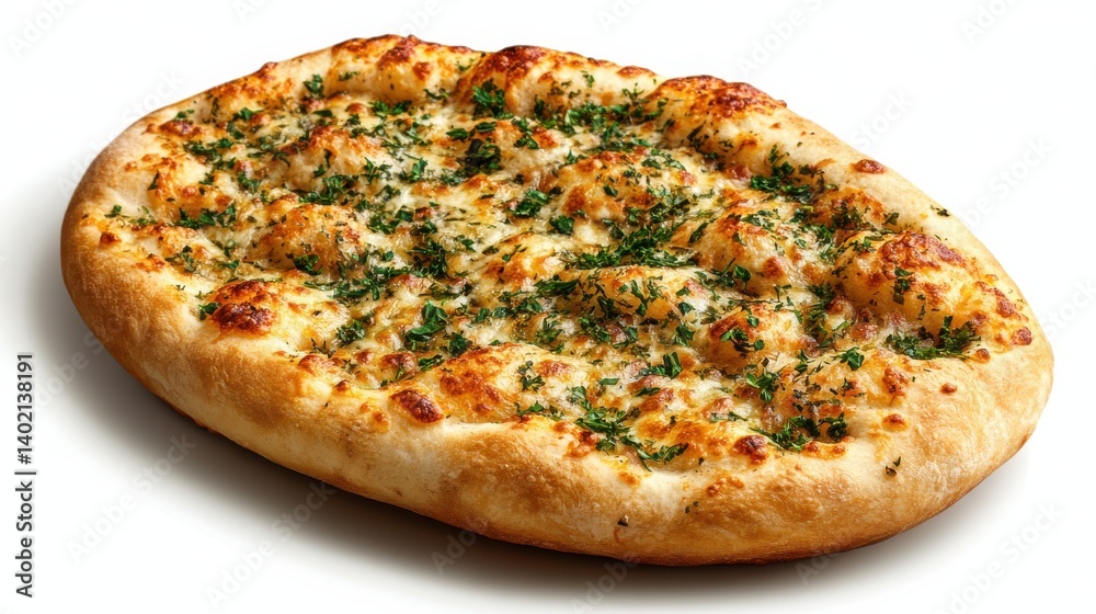 A loaf of bread with herbs, presented on a white background. A loaf of bread with herbs, presented on a white background.