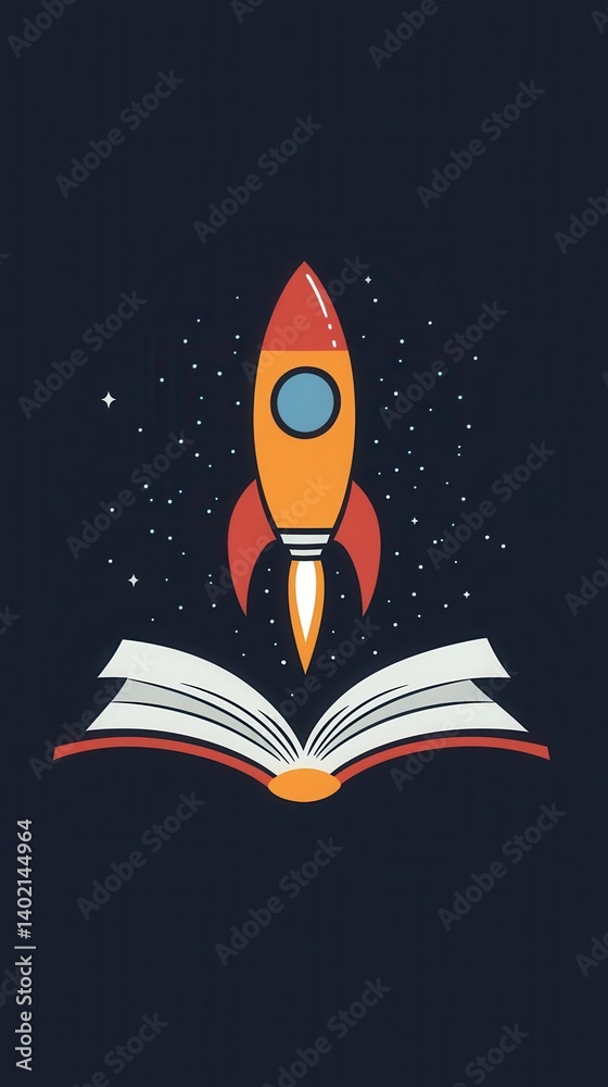 A rocket launching from an open book, symbolizing the power of knowledge. A rocket launching from an open book, symbolizing the power of knowledge.