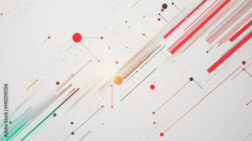 Abstract white background with Colorful circle lines. Digital future technology . Abstract business connection of lines from nodes innovation of communication in the network.