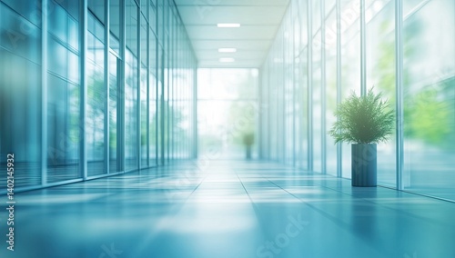 Modern office hallway bathed in natural light